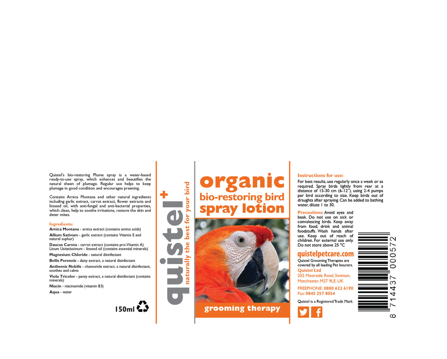 Organic Bio-Restoring Bird Spray Lotion